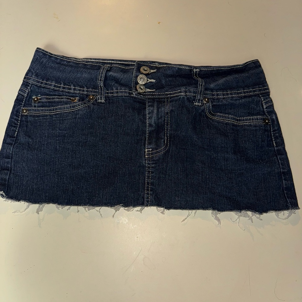 Angels Dark Blue Denim Mini Skirt